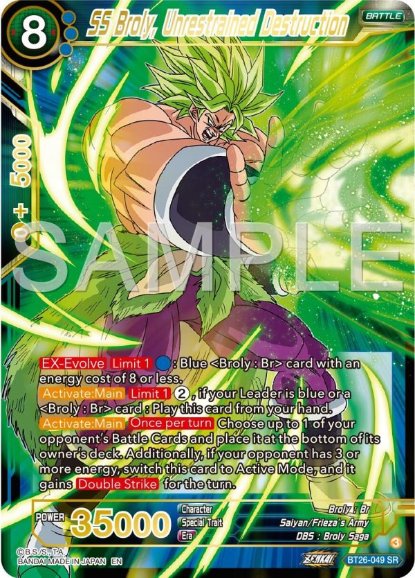 SS Broly, Unrestrained Destruction (BT26-049) [Ultimate Advent] Online now