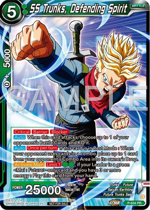 SS Trunks, Defending Spirit (Zenkai Series Tournament Pack Vol.9) (P-634) [Promotion Cards] For Discount