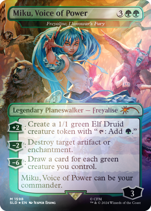 Miku, Voice of Power - Freyalise, Llanowar s Fury (Rainbow Foil) [Secret Lair Drop Series] For Sale