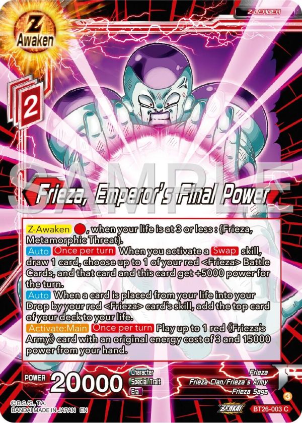 Frieza, Emperor s Final Power (BT26-003) [Ultimate Advent] Sale