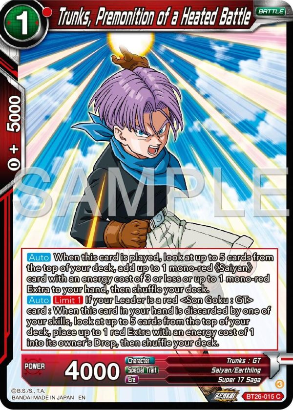 Trunks, Premonition of a Heated Battle (BT26-015) [Ultimate Advent] Hot on Sale