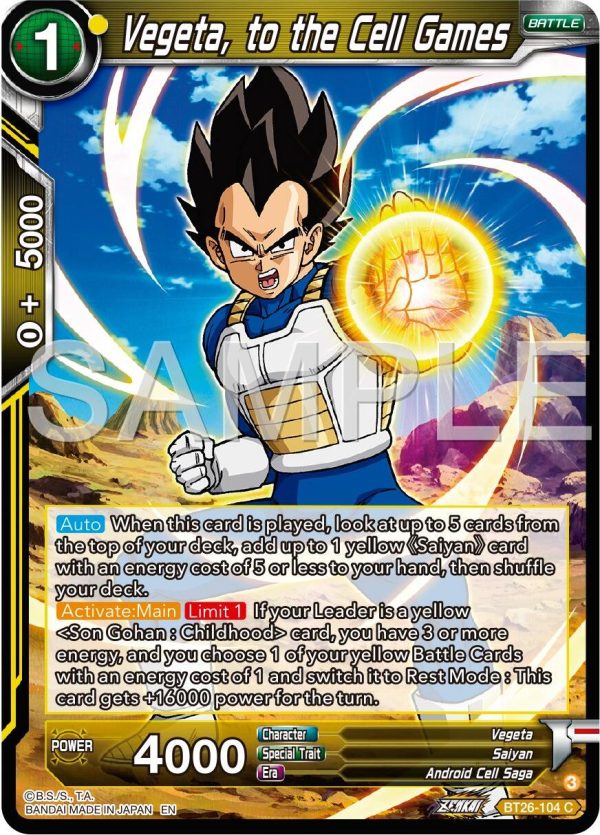 Vegeta, to the Cell Games (BT26-104) [Ultimate Advent] Sale